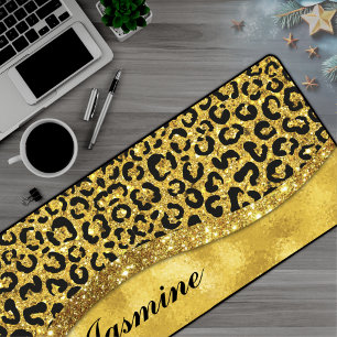 Alfrombrillas De Escritorio Monograma elegante de imitación de oro purpurina a