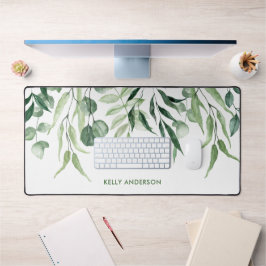 Alfrombrillas De Escritorio Monograma Elegante Floral Acuarela Verde