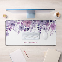 Monograma elegante floral de acuarela púrpura