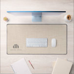 Alfrombrillas De Escritorio Monograma Elegante Mínimo Textura Crema Lino Beige<br><div class="desc">Monograma Elegante Mínimo Textura Crema Lino Beige</div>