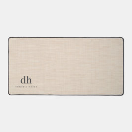 Alfrombrillas De Escritorio Monograma Elegante Mínimo Textura Crema Lino Beige