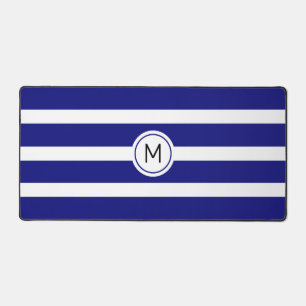 Alfrombrillas De Escritorio Monograma en azul y blanco a rayas