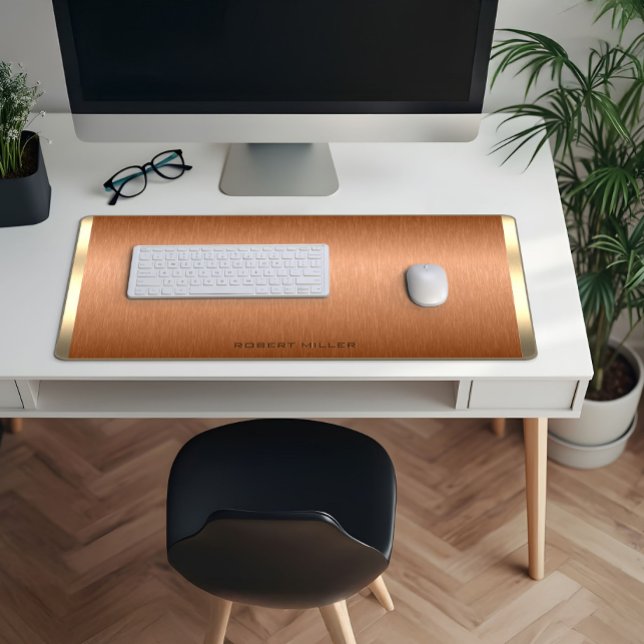 Alfrombrillas De Escritorio Monograma mínimo de cobre marrón y oro (Subido por el creador)