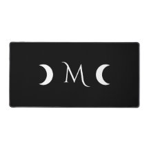 Monograma moderno de luna creciente negro y blanco