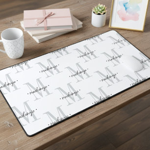 Alfrombrillas De Escritorio Monograma moderno minimalista negro blanco