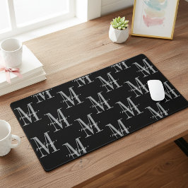 Alfrombrillas De Escritorio Monograma moderno minimalista negro y blanco