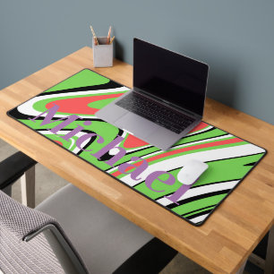 Alfrombrillas De Escritorio Monograma moderno patrón de mármol l Púrpura Verde