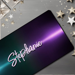 Alfrombrillas De Escritorio Monograma ombré de turquesa morado elegante