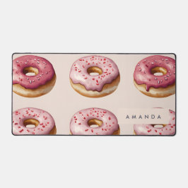 Alfrombrillas De Escritorio Monograma Patrón de donut rosado personalizado