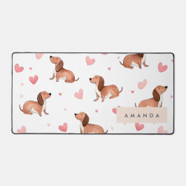 Alfrombrillas De Escritorio Monograma Perro Cute Dachshund Personalizado