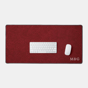 Alfrombrillas De Escritorio Monograma Personalizado Elegante Terciopelo Rojo
