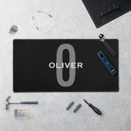 Alfrombrillas De Escritorio Monograma Personalizado Negro Gris Blanco Nombre