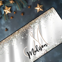 Monograma purpurina de imitación de oro plateado d