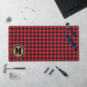 Alfrombrillas De Escritorio Monograma Red Lumberjack Buffalo y Burlap