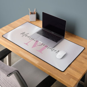 Alfrombrillas De Escritorio Monograma rosado Irlandés Pearlescent Desk Mat
