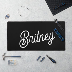 Alfrombrillas De Escritorio Monograma y nombre personalizados de blanco negro 