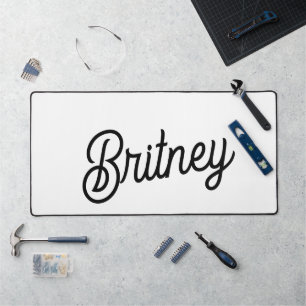 Alfrombrillas De Escritorio Monograma y nombre personalizados de blanco negro 