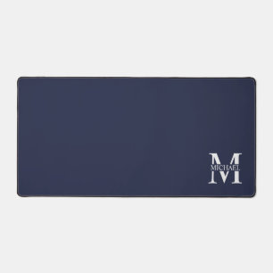 Alfrombrillas De Escritorio Monograma y nombre personalizados del azul marino