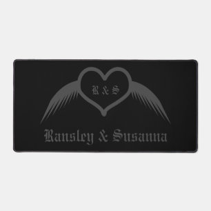 Alfrombrillas De Escritorio Monogramado Boda gótico Personalizado del corazón