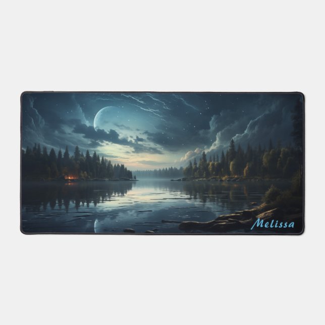Alfrombrillas De Escritorio Moonlight Night Landscape Desk Mat (Anverso)
