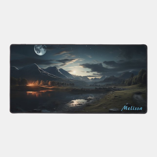 Alfrombrillas De Escritorio Moonlight Night Landscape Desk Mat (Anverso)