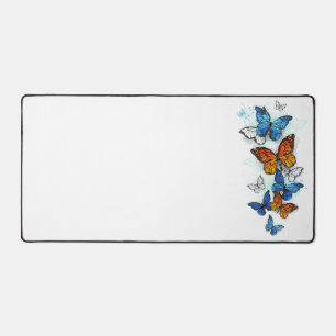 Alfrombrillas De Escritorio Morfo y monarca de las mariposas voladoras