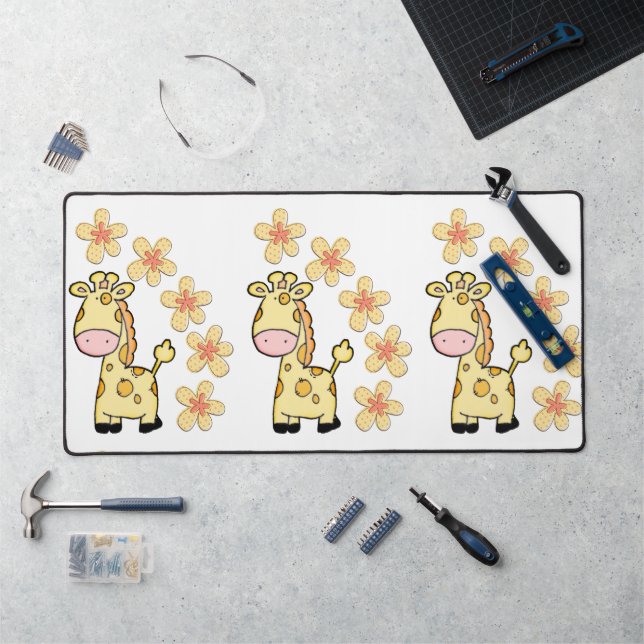 Alfrombrillas De Escritorio Mostrador Mat Giraffe Floral (Puesto de trabajo)