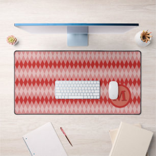 Alfrombrillas De Escritorio Moto de escritorio - Patrón argyle en rojo con mon