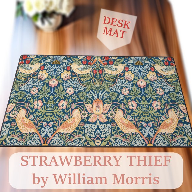 Alfrombrillas De Escritorio Motografías de William Morris - Impresión para el  (Experience Timeless Beauty with the Strawberry Thief Desk Mat! Art by William Morris. 🍓🖥️)