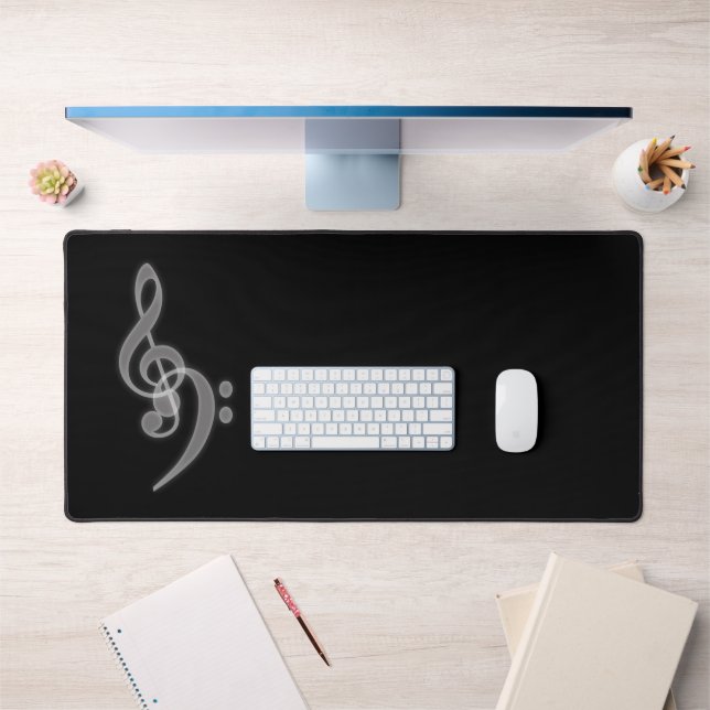 Alfrombrillas De Escritorio Música: Treble Bass Clef Desk Mat (Oficina 1)