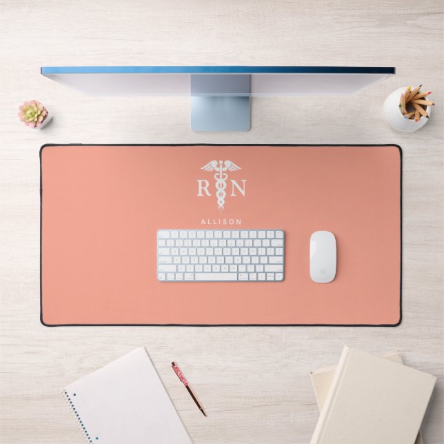 Alfrombrillas De Escritorio Naranja de Enfermería Personalizada Peach Medical  (Oficina 1)