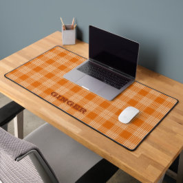 Alfrombrillas De Escritorio Naranja de nombres personalizado Plaid Gingham Pat