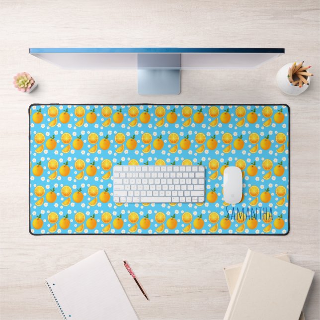 Alfrombrillas De Escritorio Naranjas y flores blancas (Oficina 1)