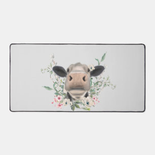 Alfrombrillas De Escritorio nariz de vaca besa flores acuarela gris animal de 
