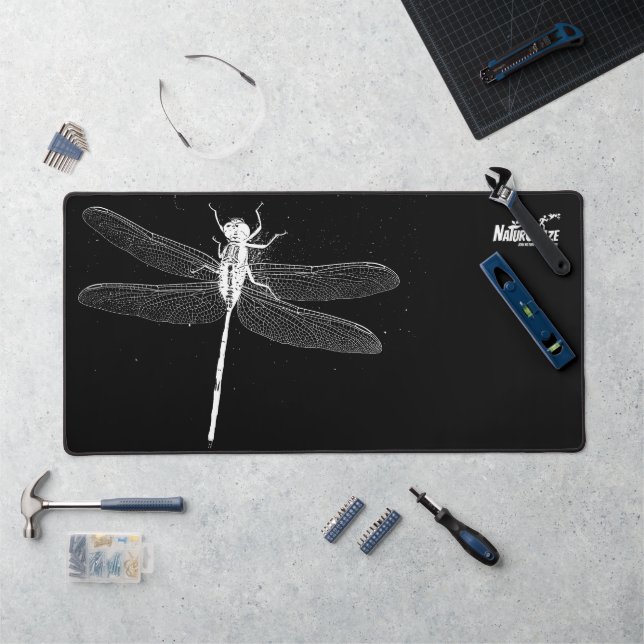 Alfrombrillas De Escritorio NaturalezaCrazo Blanco Dragonfly Mat de escritorio (Puesto de trabajo)