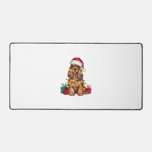 Alfrombrillas De Escritorio Navidad de perro español iluminando Santa Hat Cock