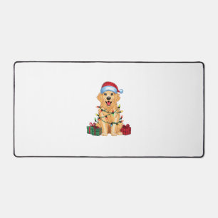 Alfrombrillas De Escritorio Navidad Iluminando a Santa Hat Perro recuperador d