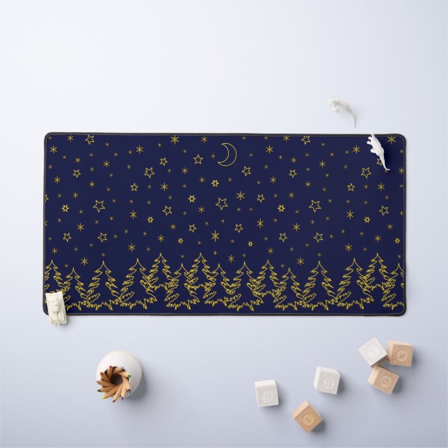 Alfrombrillas De Escritorio Navidades amarillos abundan árboles y estrellas en (Mesa para niños)