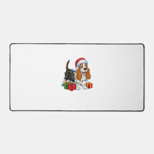 Alfrombrillas De Escritorio Navidades de perras de Santa Hat Basset Hound