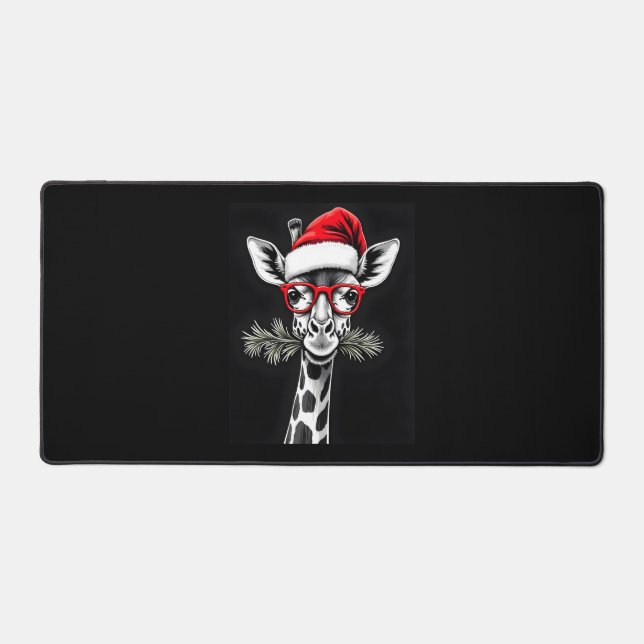 Alfrombrillas De Escritorio Navidades Giraffe Santa Hat Pajama Gift (Anverso)