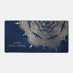 Alfrombrillas De Escritorio Navy Blue & Gold Mandala Lujo Reiki Yoga Studio