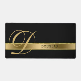 Alfrombrillas De Escritorio Negro Monocromático Llanto Con Banda De Oro