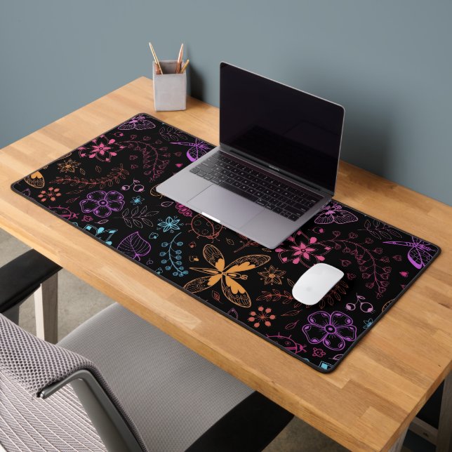 Alfrombrillas De Escritorio Neon Floral Butterfly Desk Mat (Oficina 2)