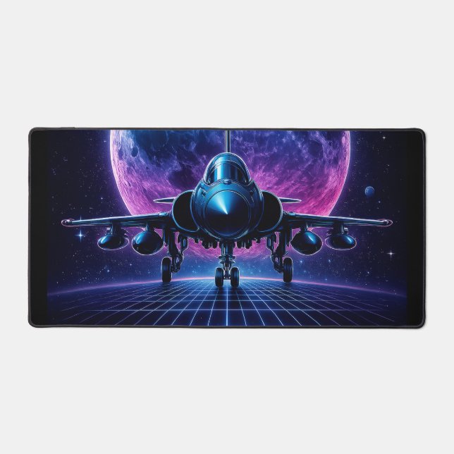 Alfrombrillas De Escritorio Neon Jet Retro Sci-Fi Planet Art (Anverso)