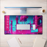 Alfrombrillas De Escritorio Neon Magenta Cyan Cyberpunk Neo Tokyo Gamer<br><div class="desc">Supercharge your gaming setup or creative workstation with a desk mat that radiates pure retro-futuristic energy. This massive horizontal canvas flawlessly showcases a breathtaking, neon-drenched cyberpunk street scene. Featuring sleek retro sports cars, glowing industrial towers, and the iconic "NEO TOKYO" text rendered in a bold, cyan glitch font, this artwork...</div>