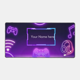 Alfrombrillas De Escritorio Neon Purple Gaming Desk Mat Custom Name Gamer
