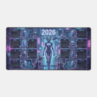 Alfrombrillas De Escritorio Neon Sentinel 2026 – Android Cyberpunk y Robo-Masc