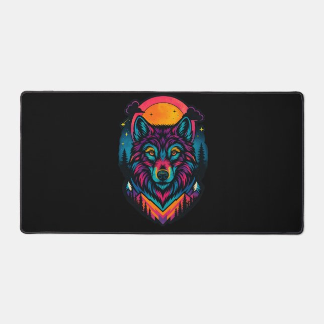 Alfrombrillas De Escritorio Neon Wolf Horizon (Anverso)
