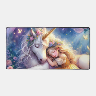 Alfrombrillas De Escritorio Niña Durmiendo Paisaje de Ensueño de Unicornio