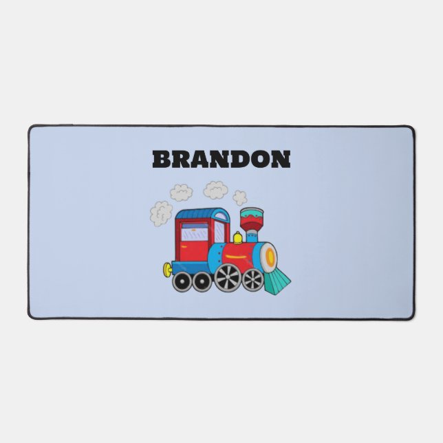 Alfrombrillas De Escritorio Niños Tren Niños Nombre personalizado azul (Anverso)